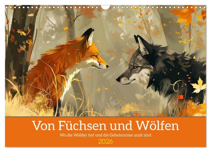 Von Füchsen und Wölfen (Wandkalender 2026 DIN A3 quer) CALVENDO Monatskalender