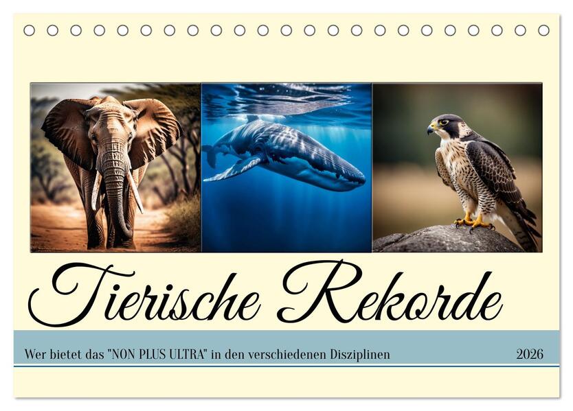 Tierische Rekorde (Tischkalender 2026 DIN A5 quer) CALVENDO Monatskalender