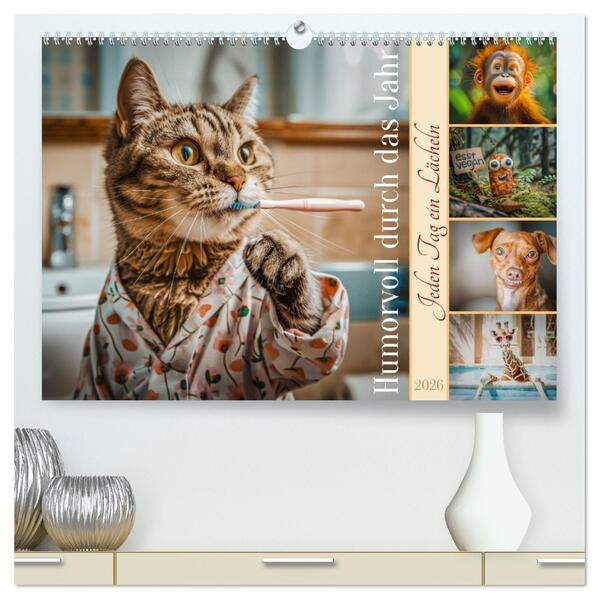 Humorvoll durch das Jahr (hochwertiger Premium Wandkalender 2026 DIN A2 quer) Kunstdruck in Hochglanz