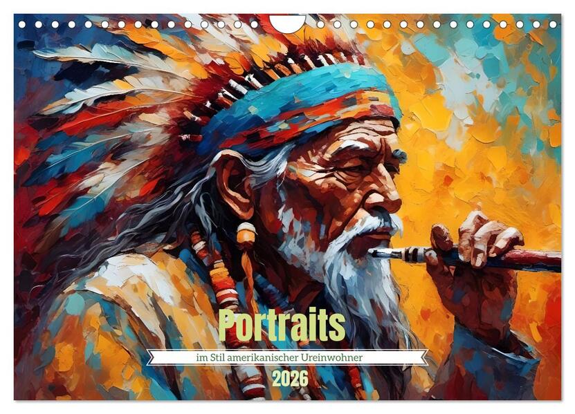 Portraits im Stil amerikanischer Ureinwohner (Wandkalender 2026 DIN A4 quer) CALVENDO Monatskalender