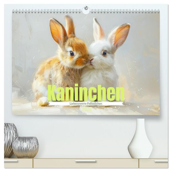 Kaninchen - Liebenswerte Fellbällchen (hochwertiger Premium Wandkalender 2026 DIN A2 quer) Kunstdruck in Hochglanz