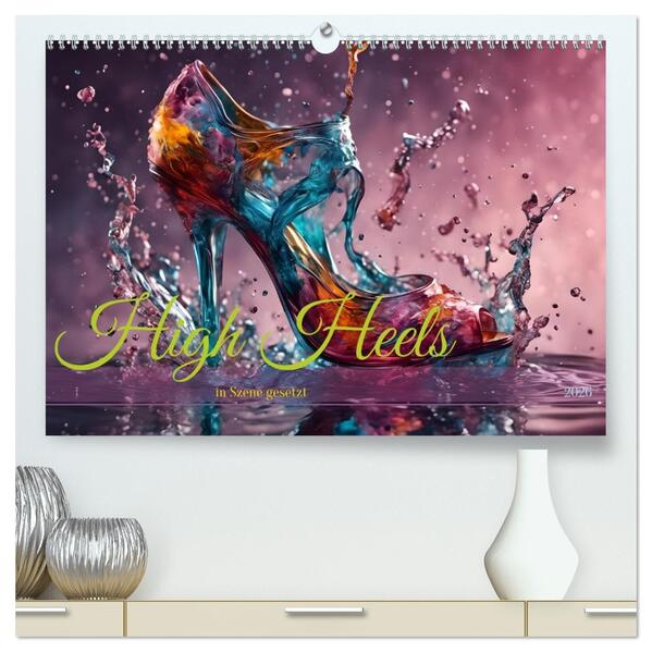 High Heels in Szene gesetzt (hochwertiger Premium Wandkalender 2026 DIN A2 quer) Kunstdruck in Hochglanz
