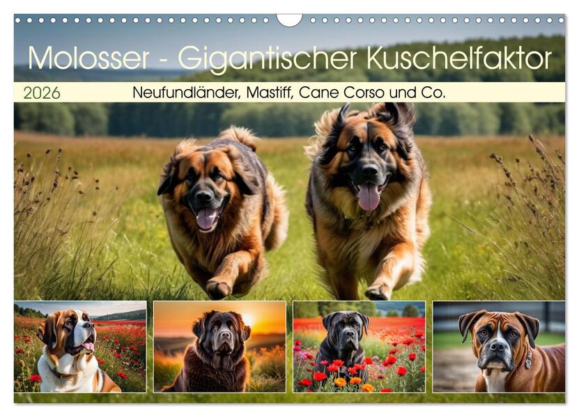 Molosser - Gigantischer Kuschelfaktor (Wandkalender 2026 DIN A3 quer) CALVENDO Monatskalender