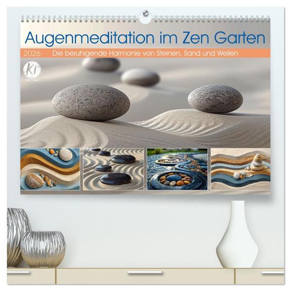 Augenmeditation im Zen Garten (hochwertiger Premium Wandkalender 2026 DIN A2 quer) Kunstdruck in Hochglanz