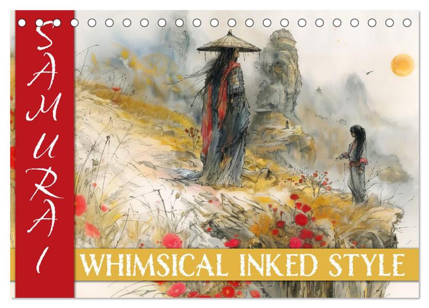 Samurai - whimsical inked style (Tischkalender 2026 DIN A5 quer) CALVENDO Monatskalender