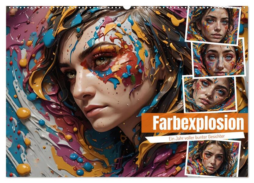 Farbexplosion - Ein Jahr voller bunter Gesichter (Wandkalender 2026 DIN A2 quer) CALVENDO Monatskalender
