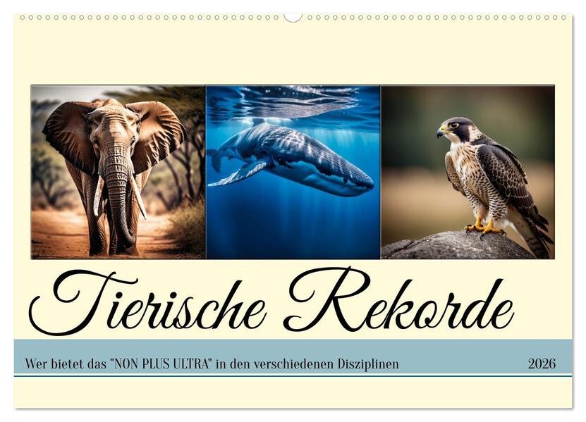 Tierische Rekorde (Wandkalender 2026 DIN A2 quer) CALVENDO Monatskalender