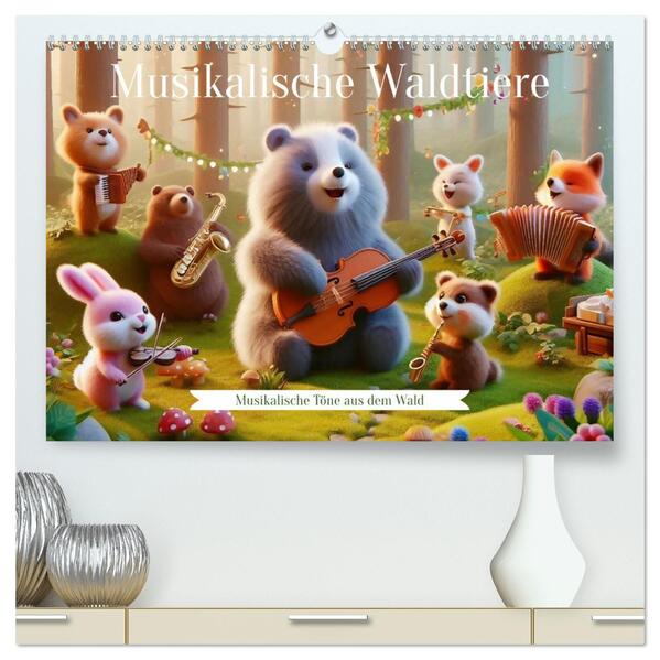 Musikalische Waldtiere (hochwertiger Premium Wandkalender 2026 DIN A2 quer) Kunstdruck in Hochglanz