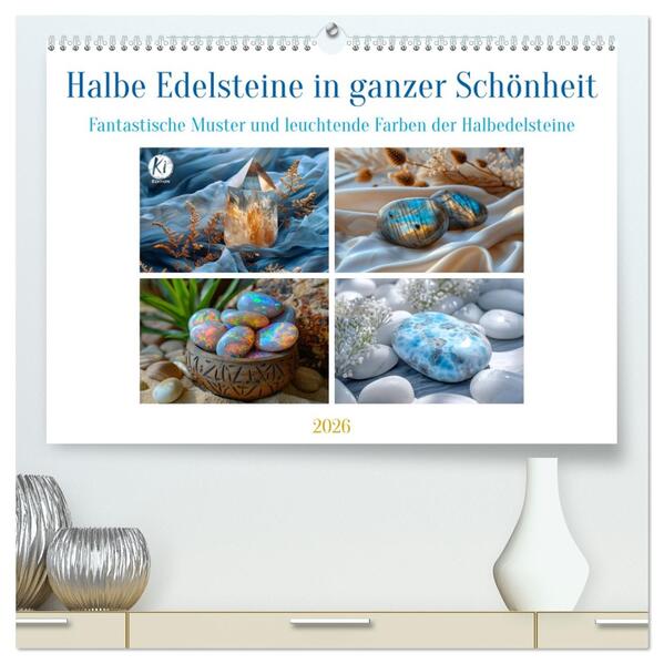 Halbe Edelsteine in ganzer Schönheit (hochwertiger Premium Wandkalender 2026 DIN A2 quer) Kunstdruck in Hochglanz