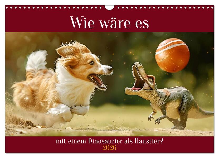 Wie wäre es mit einem Dinosaurier als Haustier? (Wandkalender 2026 DIN A3 quer) CALVENDO Monatskalender