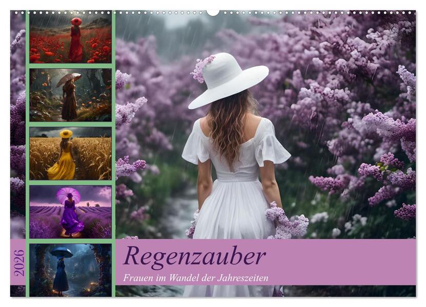 Regenzauber - Frauen im Wandel der Jahreszeiten (Wandkalender 2026 DIN A2 quer) CALVENDO Monatskalender