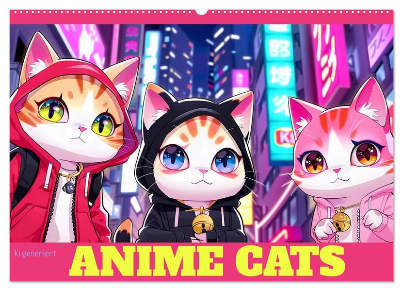 Anime Cats (Wandkalender 2026 DIN A2 quer) CALVENDO Monatskalender