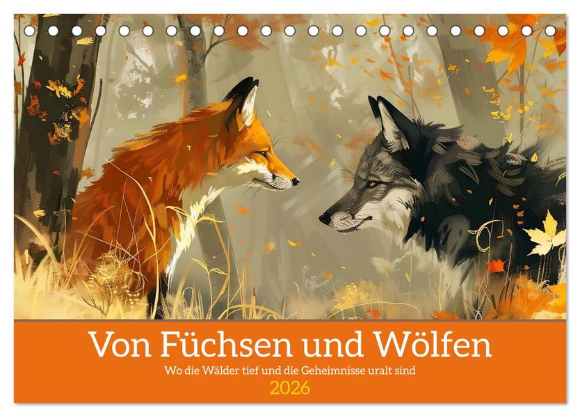Von Füchsen und Wölfen (Tischkalender 2026 DIN A5 quer) CALVENDO Monatskalender