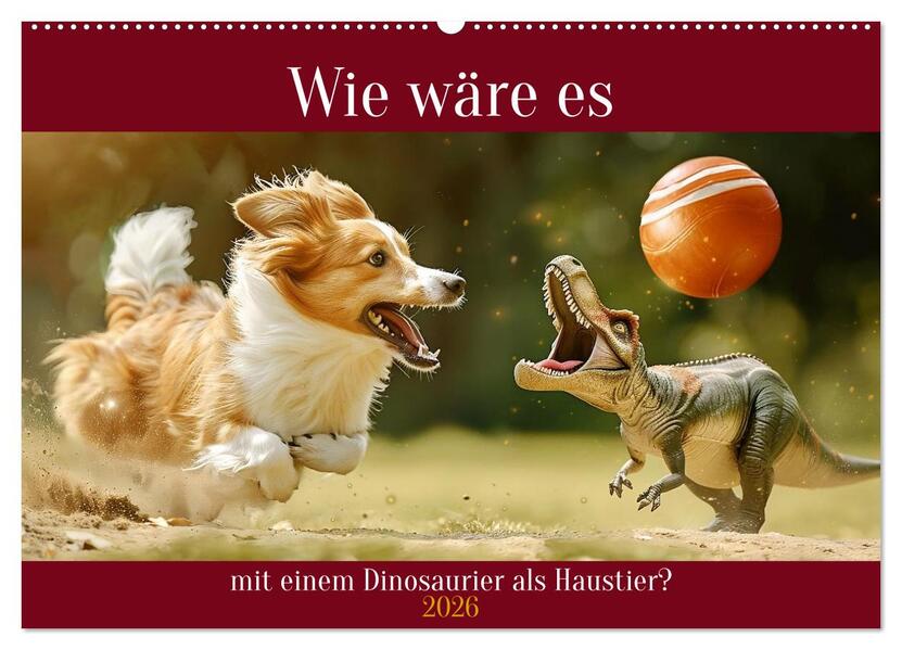 Wie wäre es mit einem Dinosaurier als Haustier? (Wandkalender 2026 DIN A2 quer) CALVENDO Monatskalender