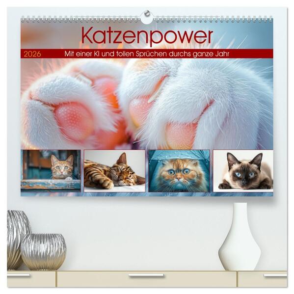 Katzenpower (hochwertiger Premium Wandkalender 2026 DIN A2 quer) Kunstdruck in Hochglanz