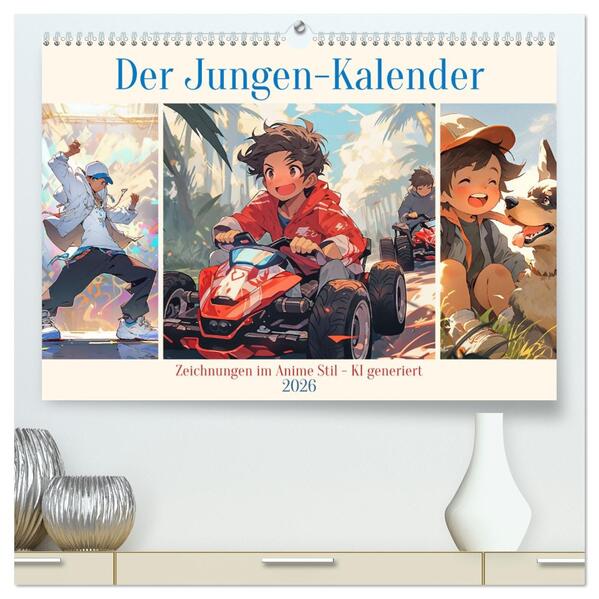 Der Jungen-Kalender (hochwertiger Premium Wandkalender 2026 DIN A2 quer) Kunstdruck in Hochglanz