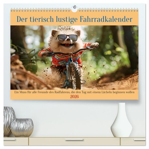 Der tierisch lustige Fahrradkalender (hochwertiger Premium Wandkalender 2026 DIN A2 quer) Kunstdruck in Hochglanz