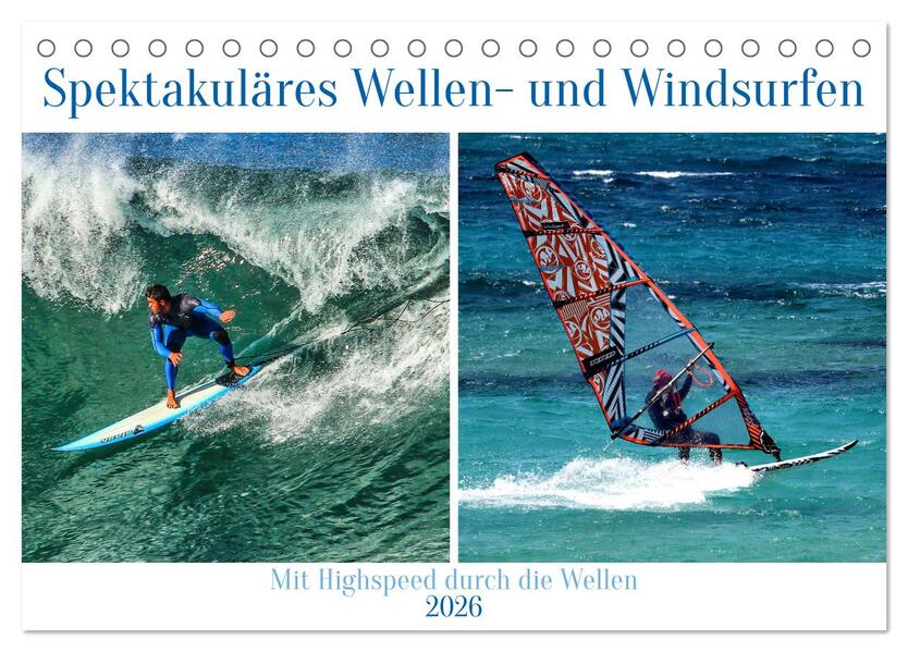 Spektakuläres Wellen- und Windsurfen (Tischkalender 2026 DIN A5 quer) CALVENDO Monatskalender
