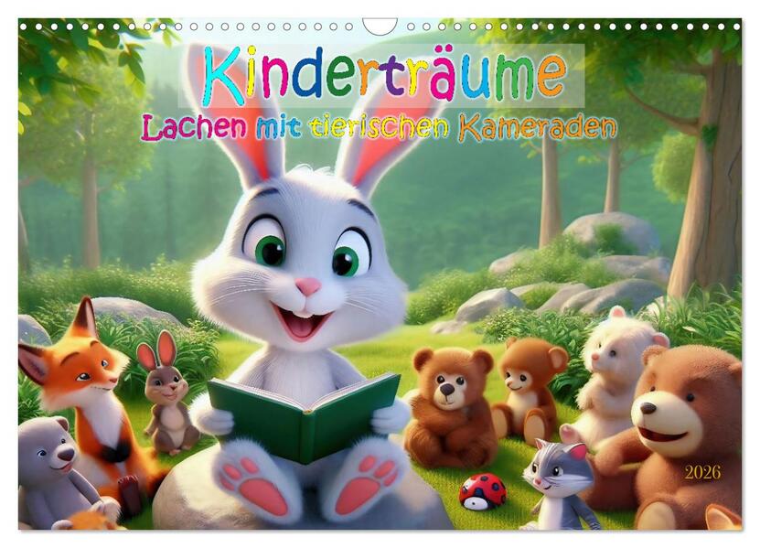 Kinderträume - Lachen mit tierischen Kameraden (Wandkalender 2026 DIN A3 quer) CALVENDO Monatskalender