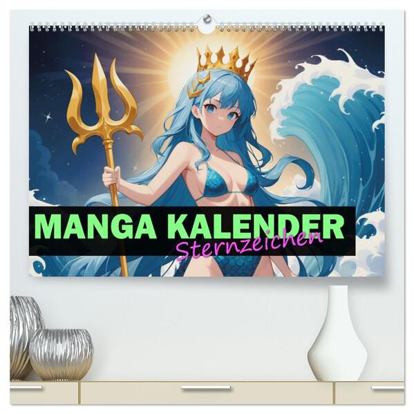 Manga Kalender Sternzeichen (hochwertiger Premium Wandkalender 2026 DIN A2 quer) Kunstdruck in Hochglanz
