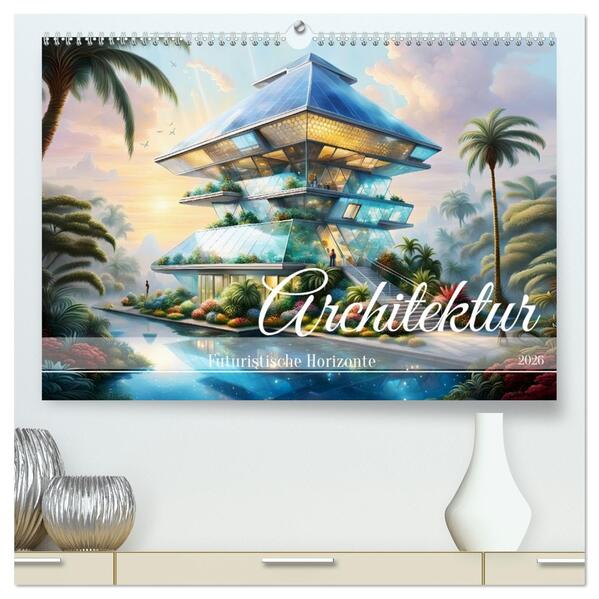 Architektur Futuristische Horizonte (hochwertiger Premium Wandkalender 2026 DIN A2 quer) Kunstdruck in Hochglanz