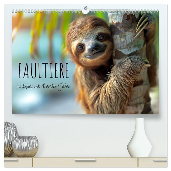 Faultiere - entspannt durchs Jahr (hochwertiger Premium Wandkalender 2026 DIN A2 quer) Kunstdruck in Hochglanz