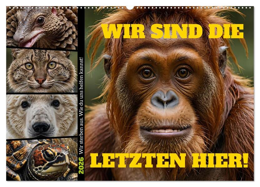 Wir sind die Letzten hier! Wir sterben aus. Wie du uns helfen kannst! (Wandkalender 2026 DIN A2 quer) CALVENDO Monatskalender