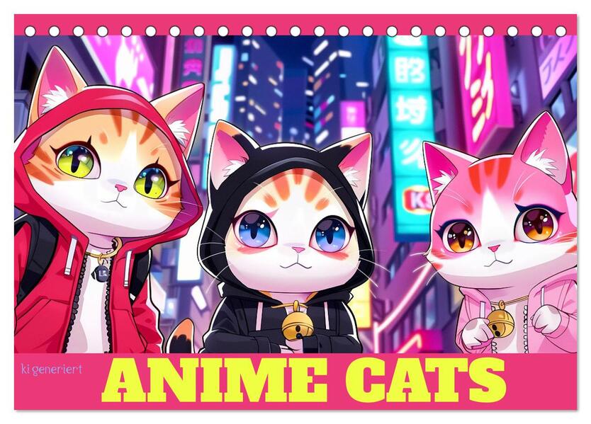 Anime Cats (Tischkalender 2026 DIN A5 quer) CALVENDO Monatskalender