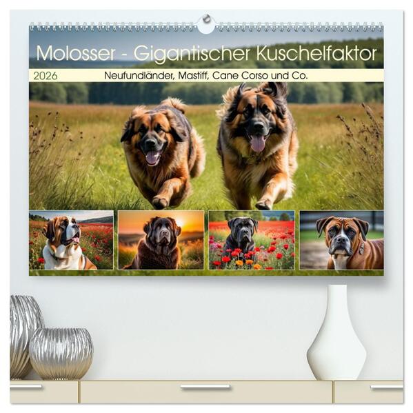 Molosser - Gigantischer Kuschelfaktor (hochwertiger Premium Wandkalender 2026 DIN A2 quer) Kunstdruck in Hochglanz
