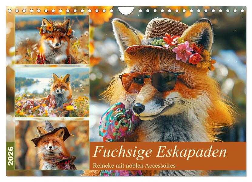 Fuchsige Eskapaden. Reineke mit noblen Accessoires (Wandkalender 2026 DIN A4 quer) CALVENDO Monatskalender