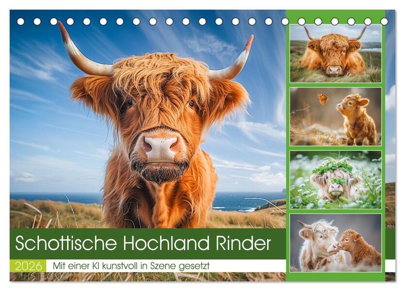 Schottische Hochland Rinder (Tischkalender 2026 DIN A5 quer) CALVENDO Monatskalender