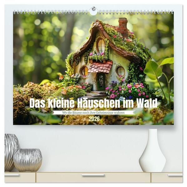 Das kleine Häuschen im Wald (hochwertiger Premium Wandkalender 2026 DIN A2 quer) Kunstdruck in Hochglanz