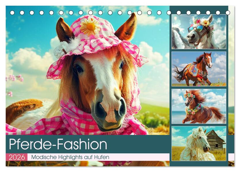 Pferde-Fashion. Modische Highlights auf Hufen (Tischkalender 2026 DIN A5 quer) CALVENDO Monatskalender