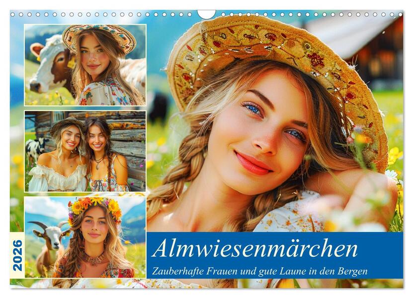 Almwiesenmärchen. Zauberhafte Frauen und gute Laune in den Bergen (Wandkalender 2026 DIN A3 quer) CALVENDO Monatskalender