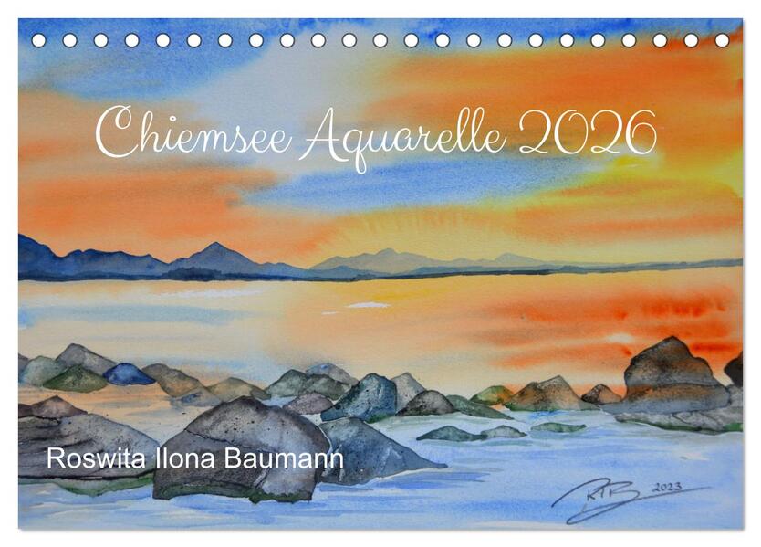 Chiemsee Aquarelle (Tischkalender 2026 DIN A5 quer) CALVENDO Monatskalender