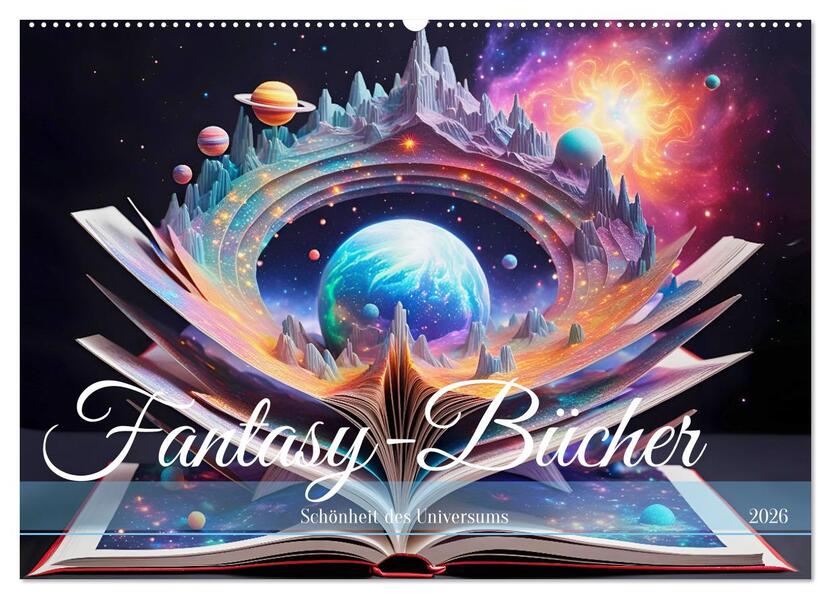 Fantasy-Bücher Schönheit des Universums (Wandkalender 2026 DIN A2 quer) CALVENDO Monatskalender