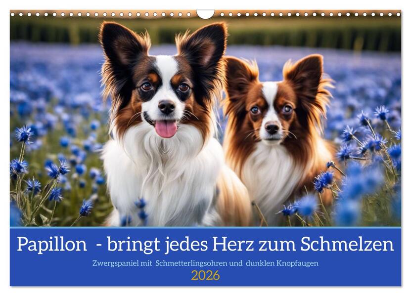 Papillon - bringt jedes Herz zum Schmelzen (Wandkalender 2026 DIN A3 quer) CALVENDO Monatskalender