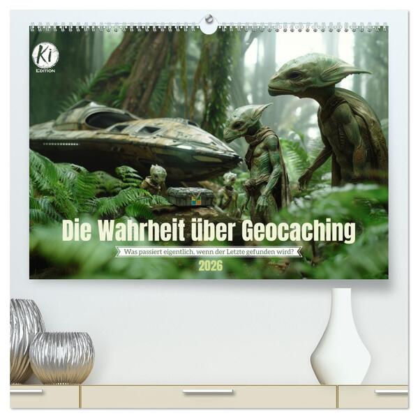 Die Wahrheit über Geocaching (hochwertiger Premium Wandkalender 2026 DIN A2 quer) Kunstdruck in Hochglanz