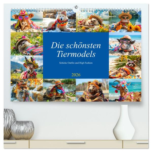 Die schönsten Tiermodels. Schicke Outfits und High Fashion (hochwertiger Premium Wandkalender 2026 DIN A2 quer) Kunstdruck in Hochglanz