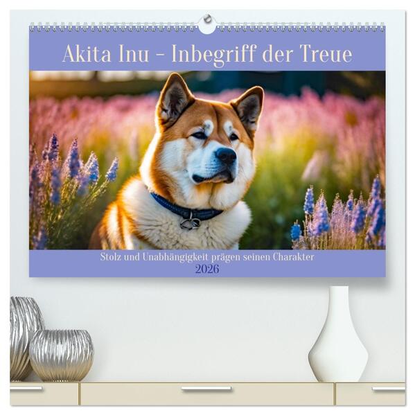 Akita Inu - Inbegriff der Treue (hochwertiger Premium Wandkalender 2026 DIN A2 quer) Kunstdruck in Hochglanz