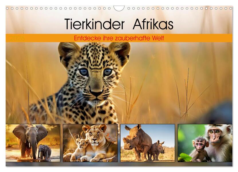Tierkinder Afrikas - Entdecke ihre zauberhafte Welt (Wandkalender 2026 DIN A3 quer) CALVENDO Monatskalender