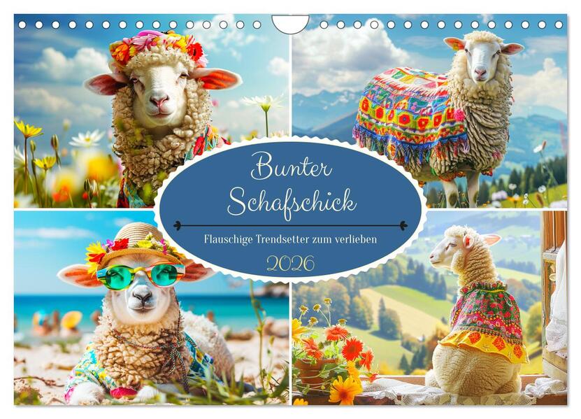 Bunter Schafschick. Flauschige Trendsetter zum verlieben (Wandkalender 2026 DIN A4 quer) CALVENDO Monatskalender