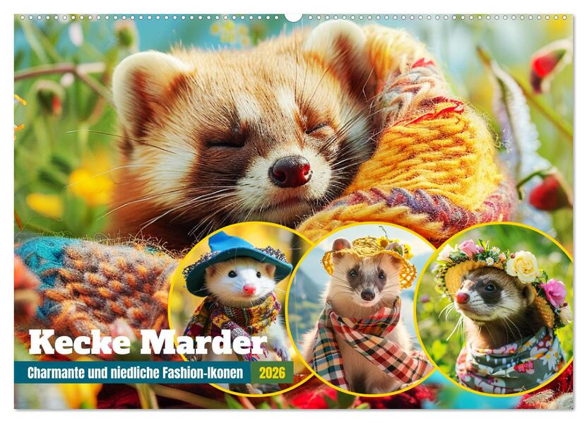 Kecke Marder. Charmante und niedliche Fashion-Ikonen (Wandkalender 2026 DIN A2 quer) CALVENDO Monatskalender