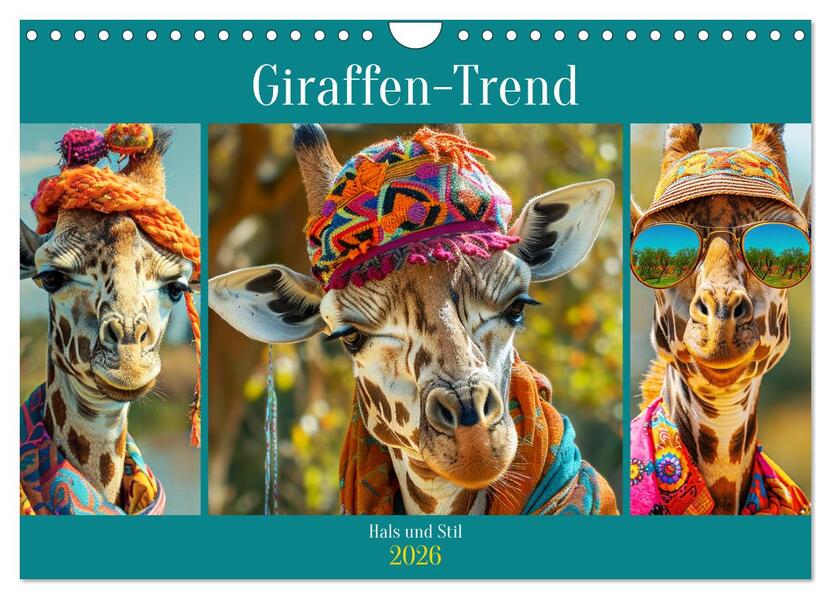 Giraffen-Trend. Hals und Stil (Wandkalender 2026 DIN A4 quer) CALVENDO Monatskalender