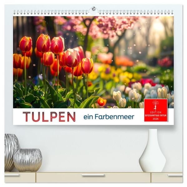 Tulpen - ein Farbenmeer (hochwertiger Premium Wandkalender 2026 DIN A2 quer) Kunstdruck in Hochglanz