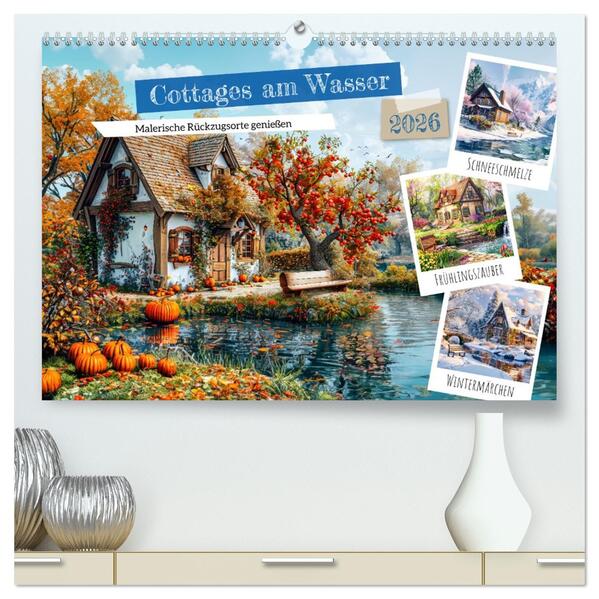 Cottages am Wasser - Malerische Rückzugsorte genießen (hochwertiger Premium Wandkalender 2026 DIN A2 quer) Kunstdruck in Hochglanz