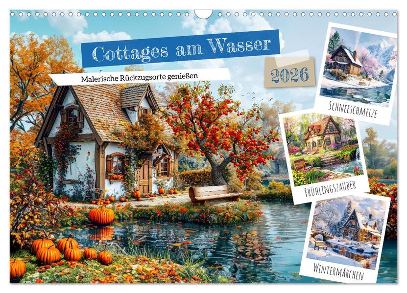 Cottages am Wasser - Malerische Rückzugsorte genießen (Wandkalender 2026 DIN A3 quer) CALVENDO Monatskalender