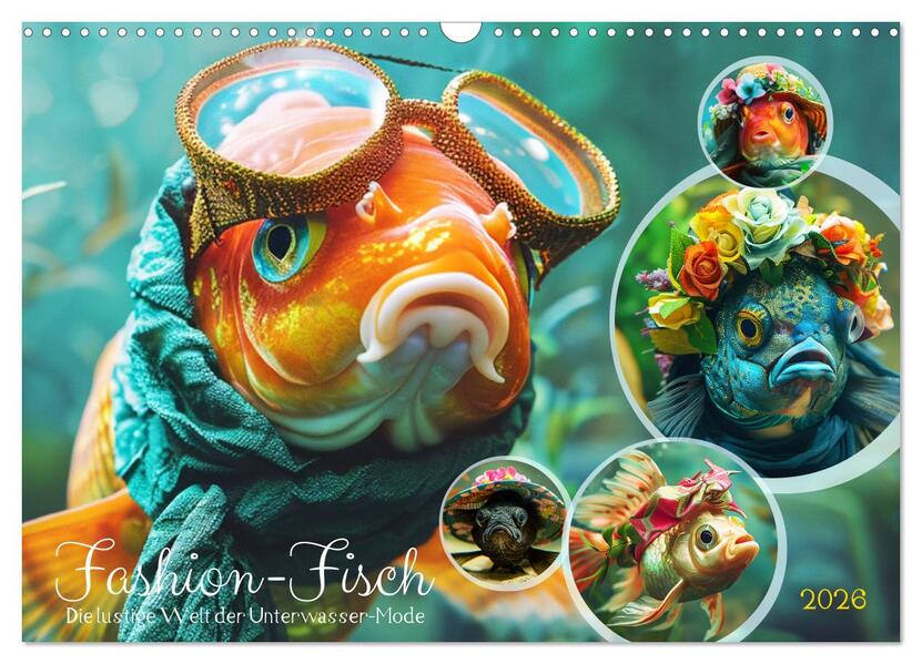 Fashion-Fisch. Die lustige Welt der Unterwasser-Mode (Wandkalender 2026 DIN A3 quer) CALVENDO Monatskalender