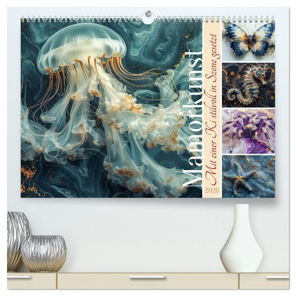 Mamorkunst (hochwertiger Premium Wandkalender 2026 DIN A2 quer) Kunstdruck in Hochglanz