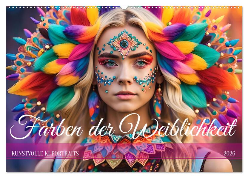 Farben der Weiblichkeit - Kunstvolle KI Portraits (Wandkalender 2026 DIN A2 quer) CALVENDO Monatskalender